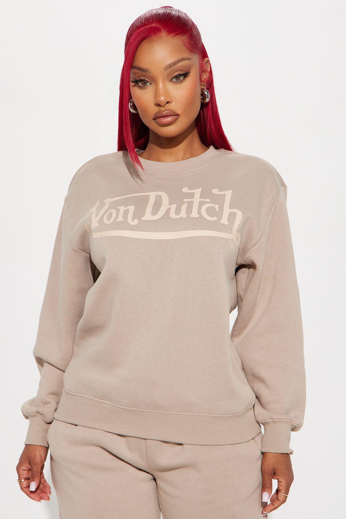 Von Dutch Distressed Crewneck Sweatshirt - Taupe Product Image