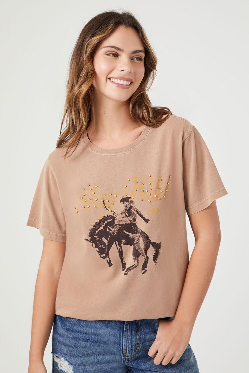 Rhinestone Stay Wild Cowboy Tee | Forever 21 Product Image