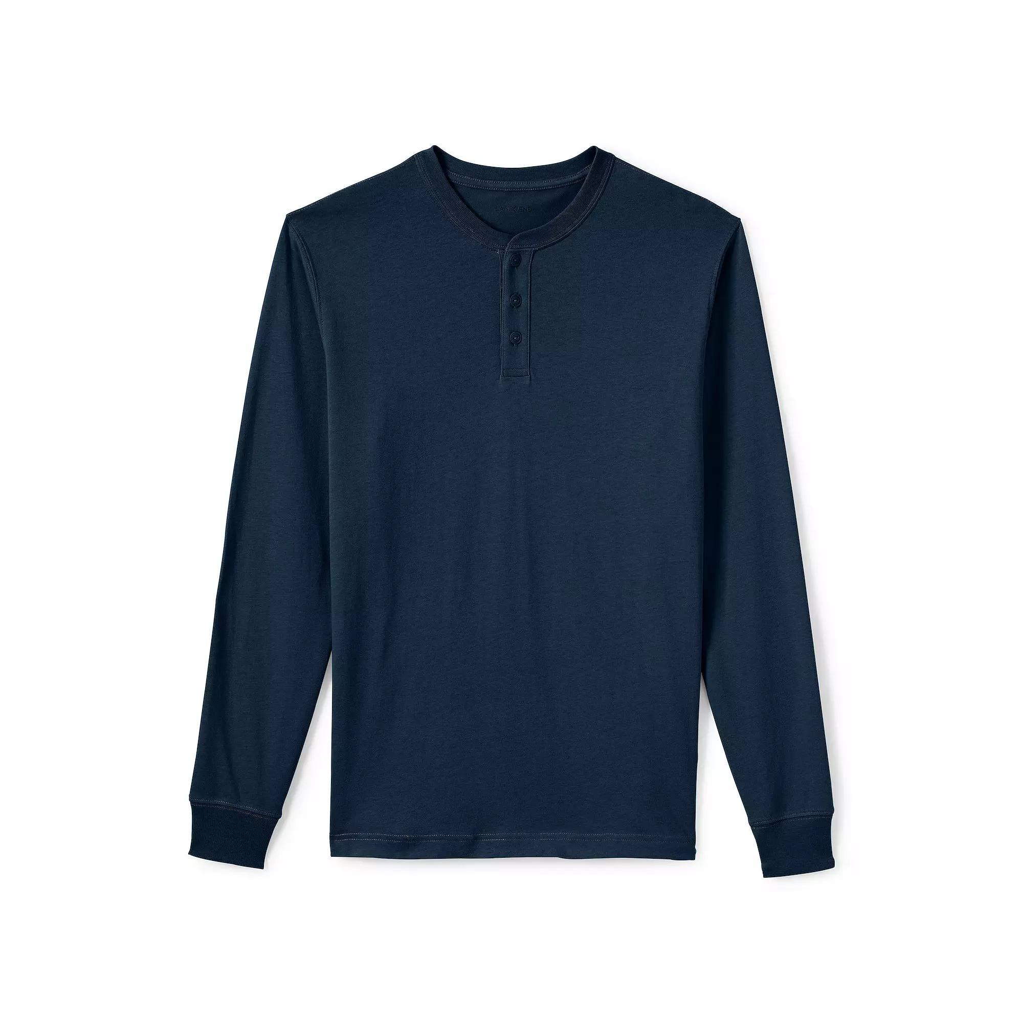 Men's Lands' End Super-T Henley, Size: Medium, Radiant Blue Product Image