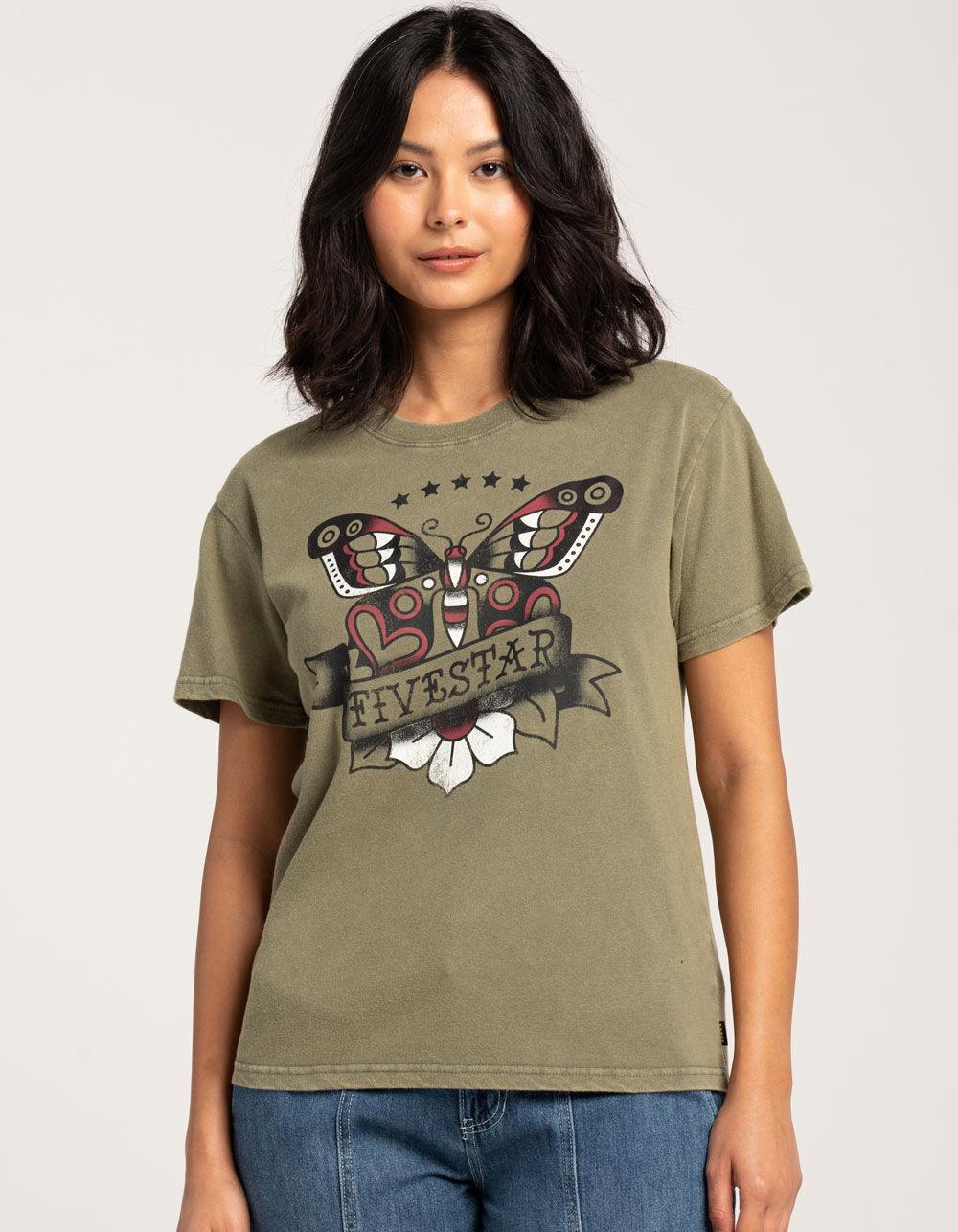 FIVESTAR GENERAL CO. Butterfly Womens Boyfriend Tee - OLIVE Product Image