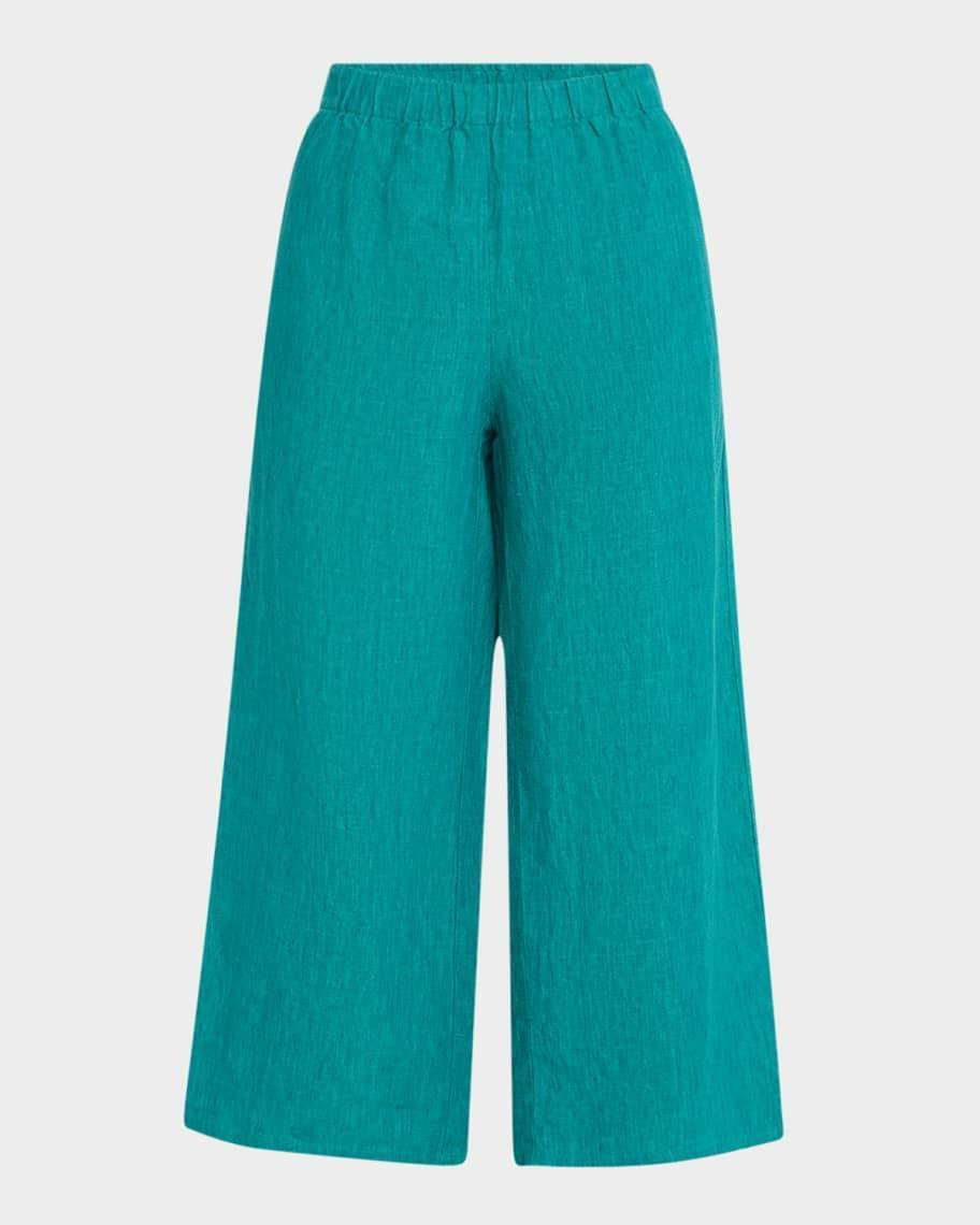 Cropped Wide-Leg Organic Linen Pants Product Image