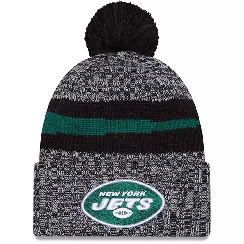 Men's New Era  Black New York Jets 2023 Sideline Cuffed Knit Hat With Pom Product Image