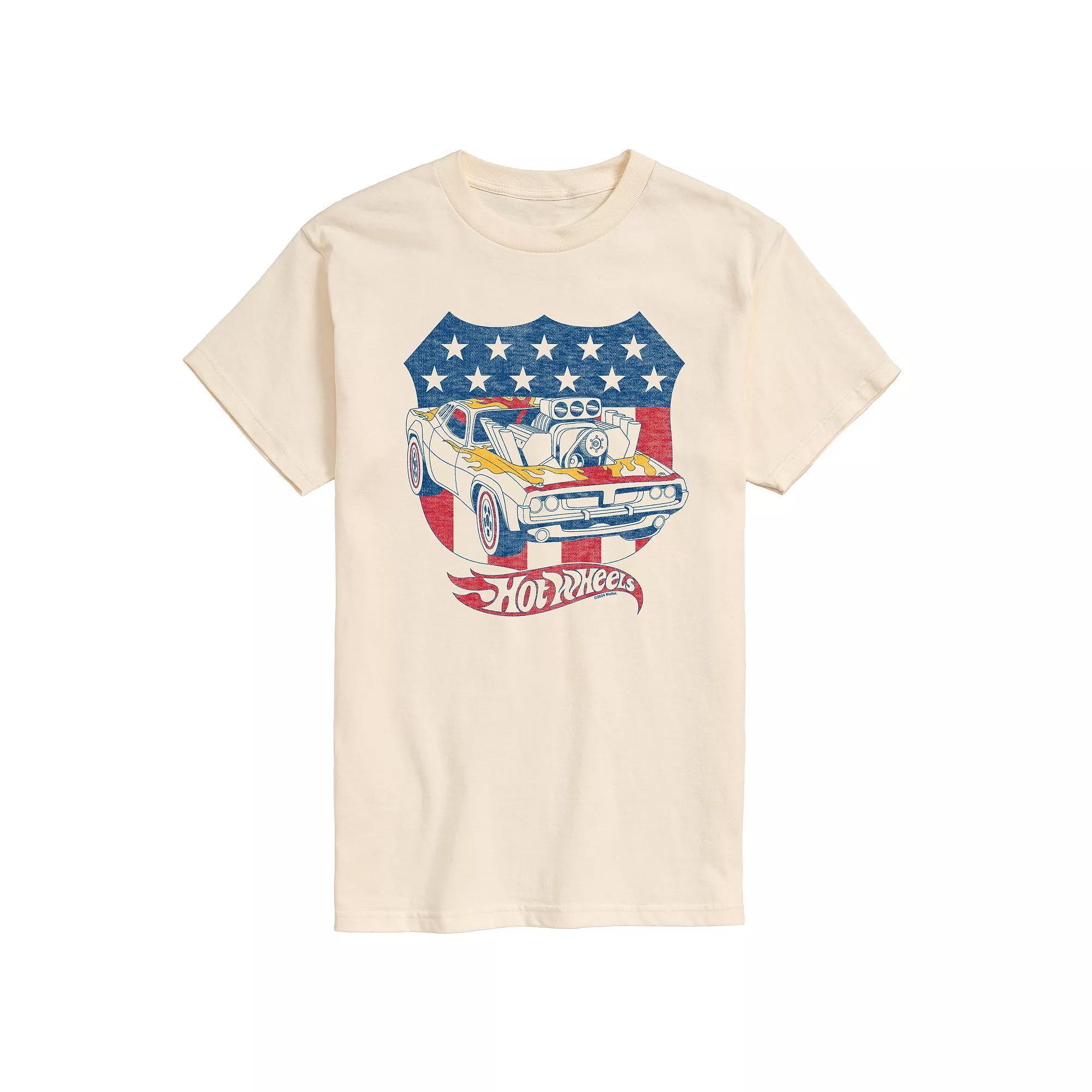Mens Hot Wheels Americana Crest Graphic Tee Ivory Product Image