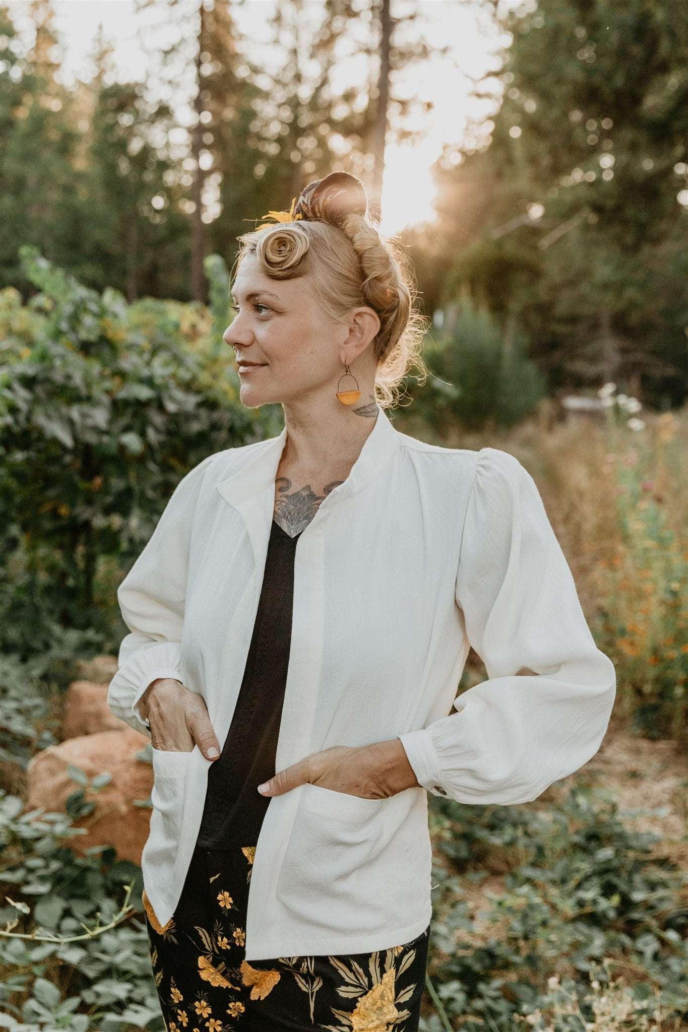 Jane Jacket in Textured White Product Image