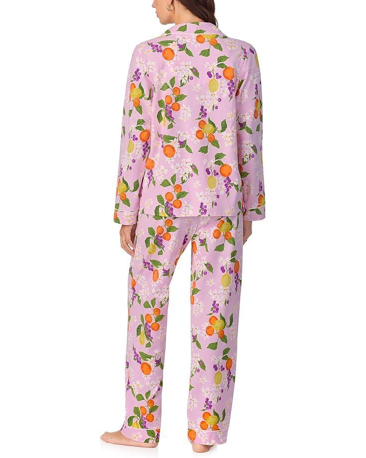 Cotton Knit Long Sleeve Notch Collar Pj Set Product Image