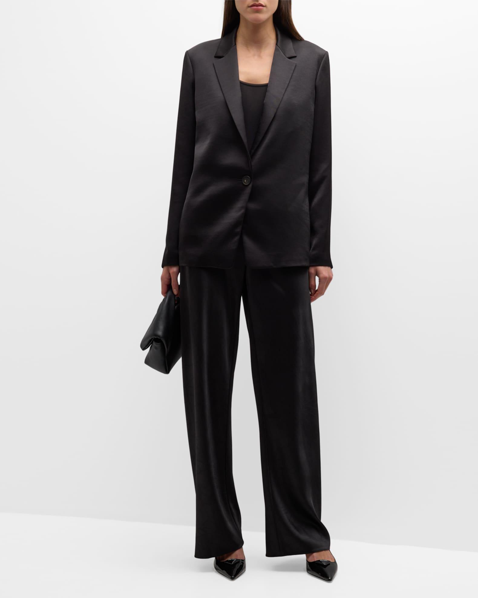 Fluid Bias-Cut Crushed Satin Pants Product Image