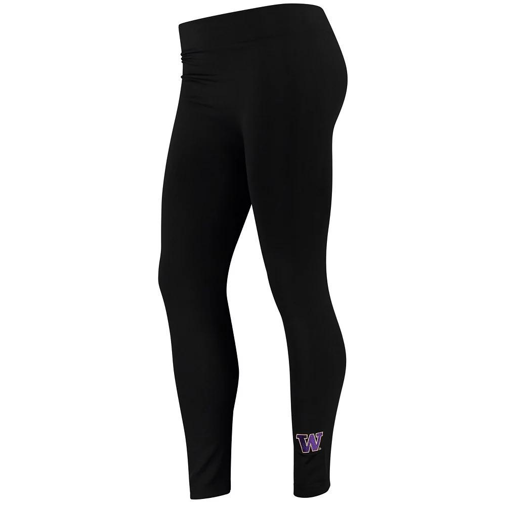 Women's ZooZatz Black Washington Huskies Fleece Leggings, Size: Small/Medium Product Image