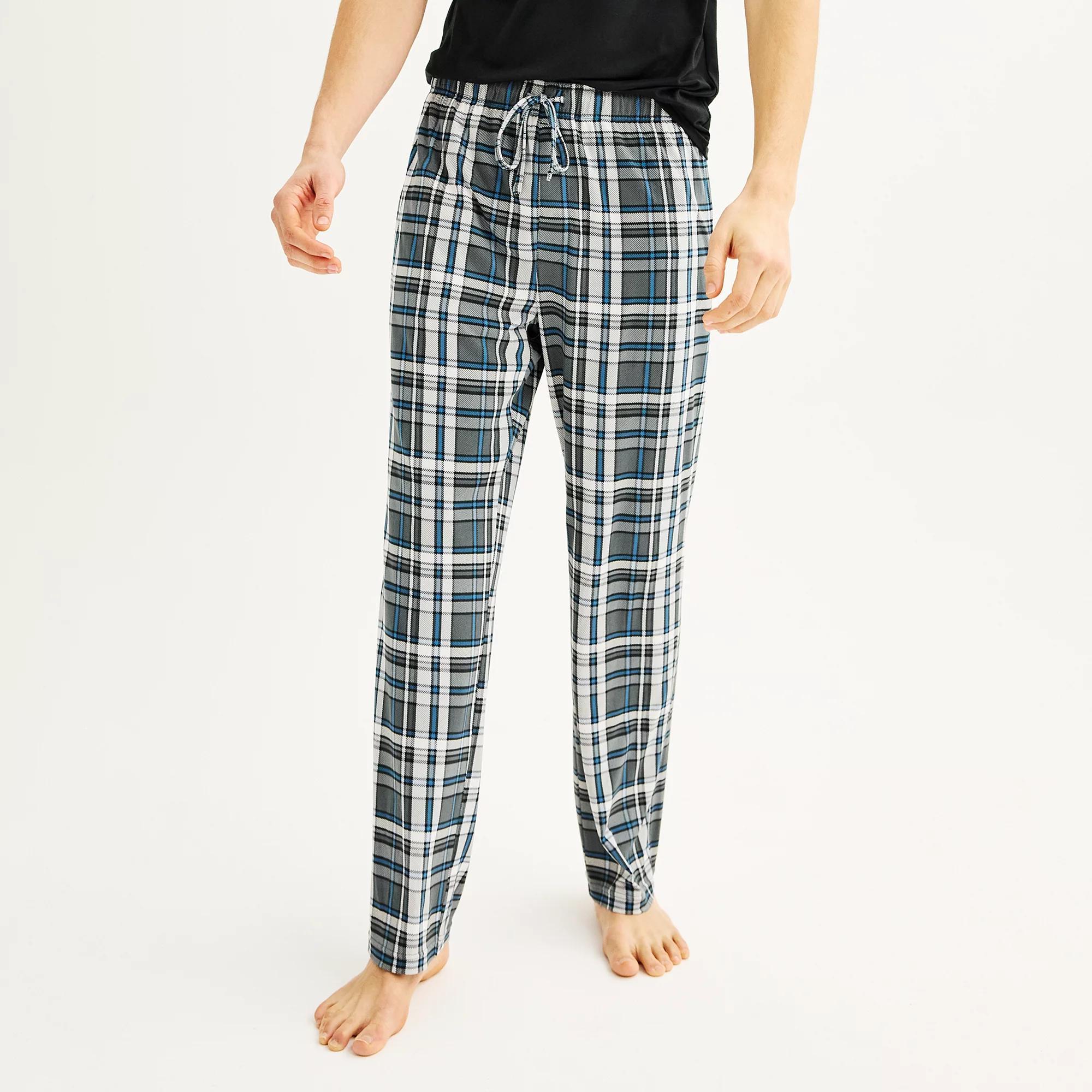 Men's Sonoma Goods For Life® Supersoft Drawstring Pajama Pants, Size: Large, Dark Gray Plaid Product Image