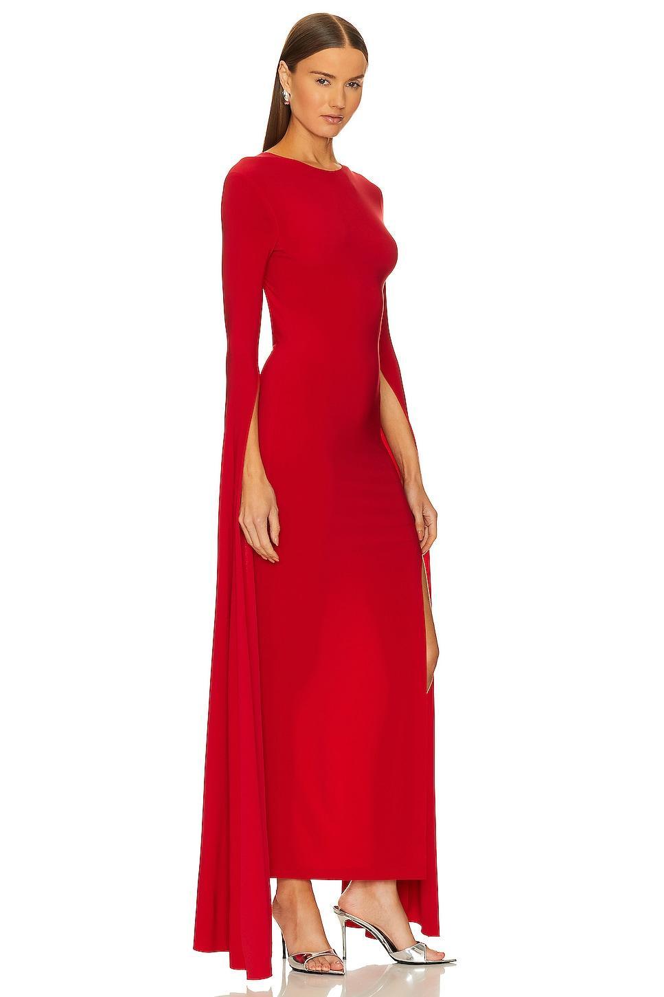 Open Back Ribbon Sleeve Wide Slit Gown Norma Kamali Product Image
