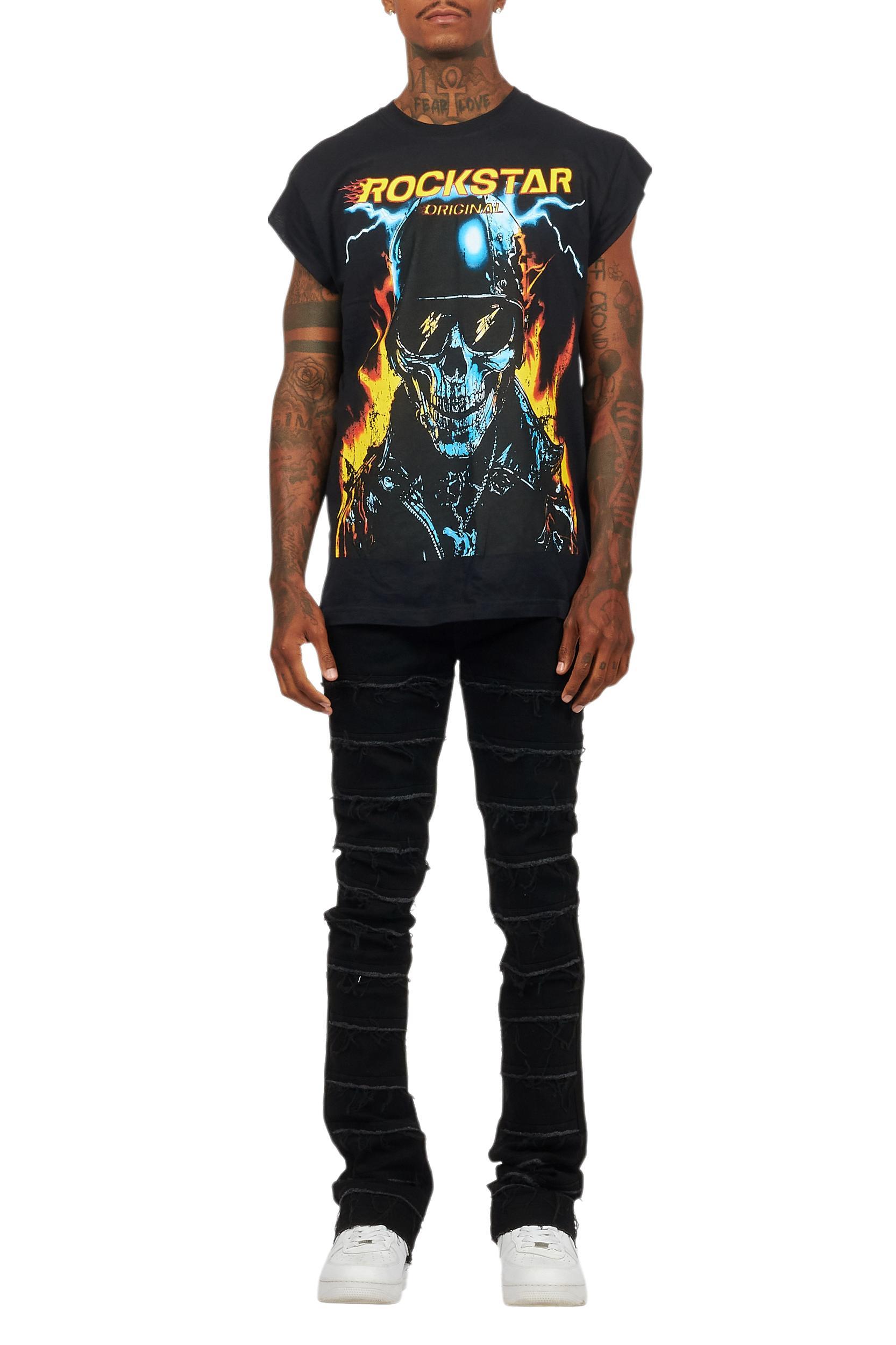 Balius Black Graphic Muscle T-Shirt Male Product Image