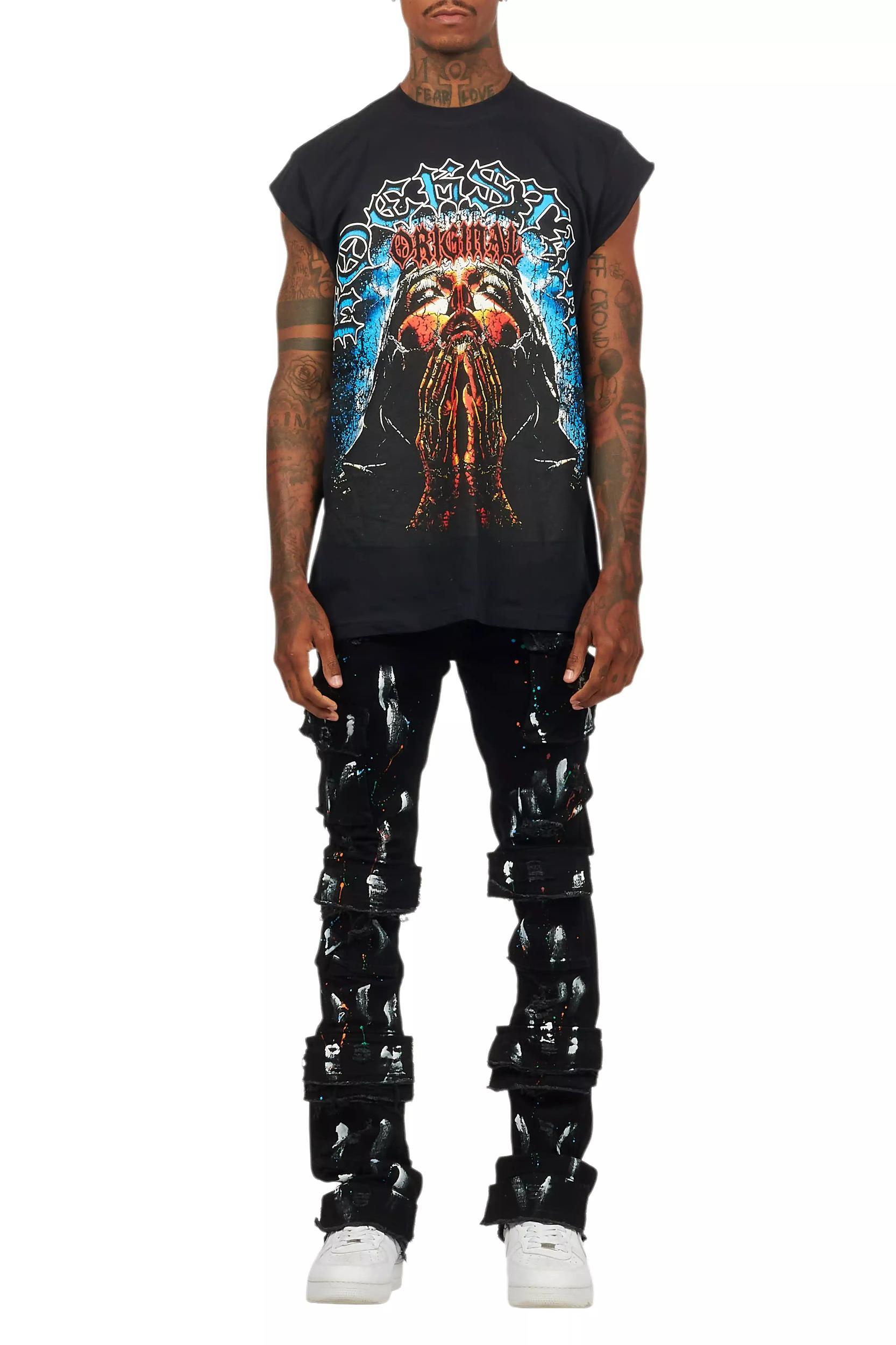 Dallan Black Graphic Muscle T-Shirt Male Product Image