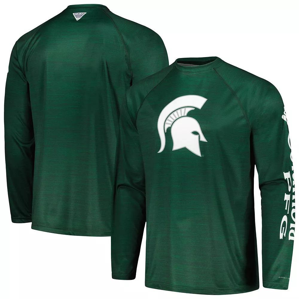 Men's Columbia  Green Michigan State Spartans PFG Terminal Tackle Omni-Shade Raglan Long Sleeve T-Shirt, Size: Medium Product Image