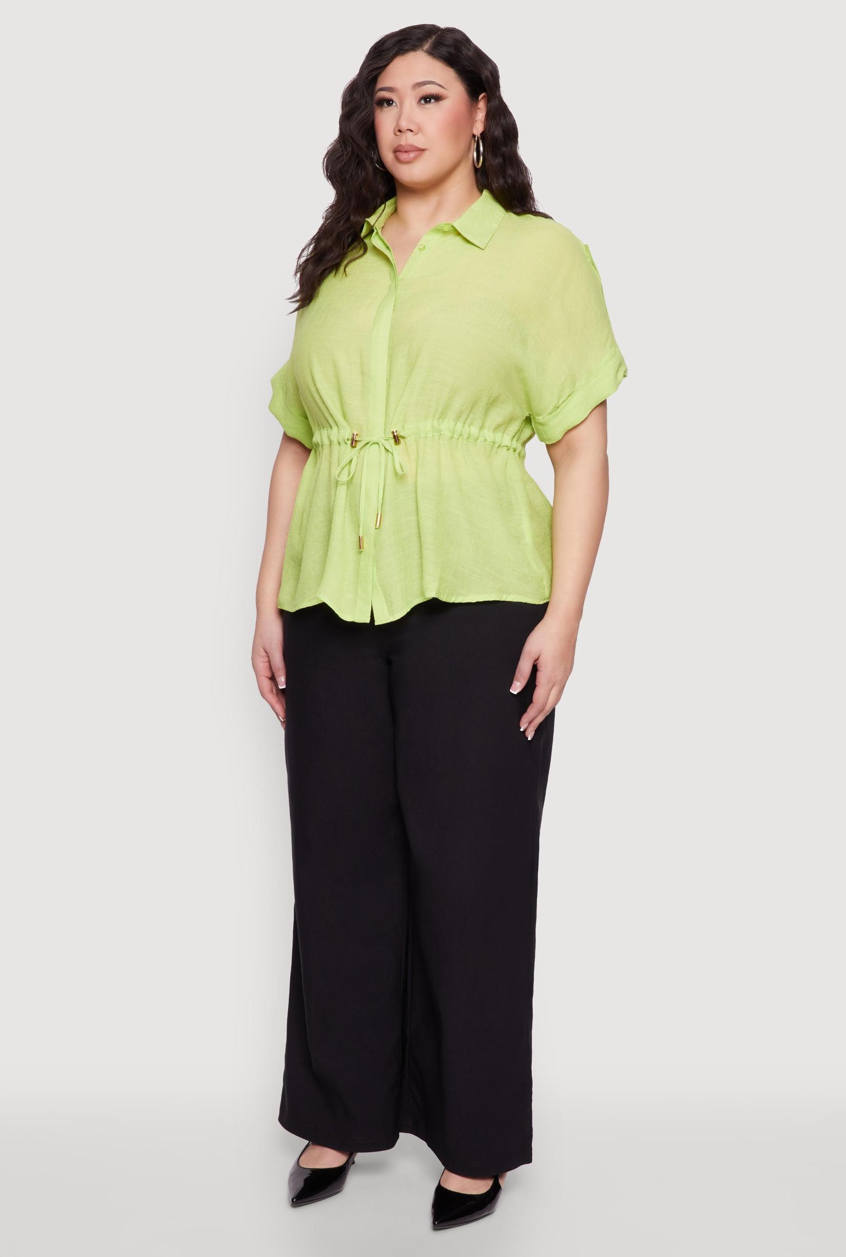 Plus Size Drawstring Waist Shirt Female Product Image