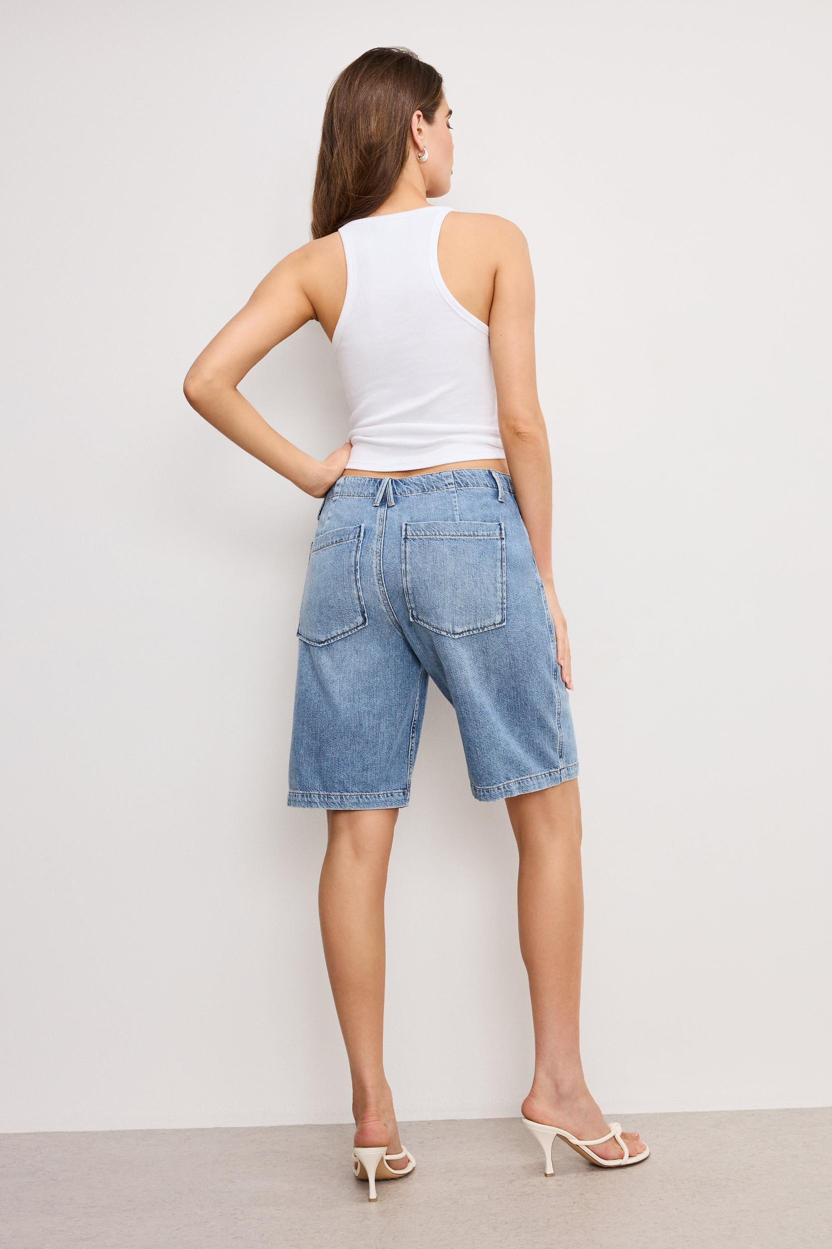 LITE LINEN BERMUDA SHORT | INDIGO786 Product Image