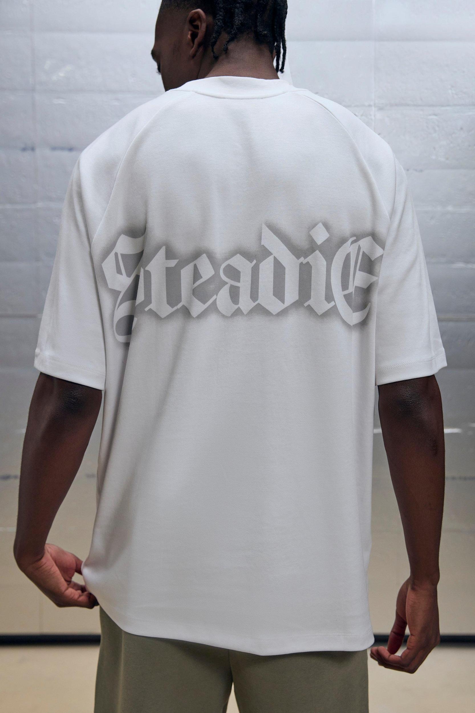 Mens Oversized Overseam Steadie Spray Graphic T-shirt - White Product Image