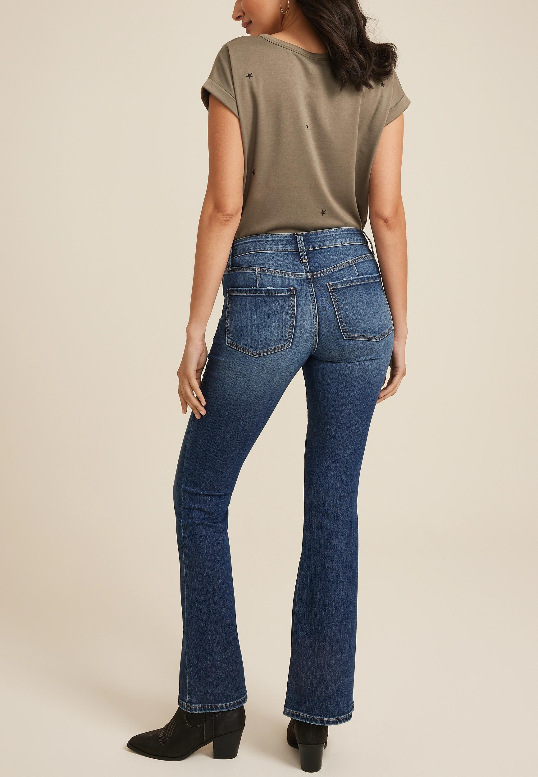 Maurices Womens Everflex Dark Mid Rise Flare Jeans Blue Size 18 Product Image