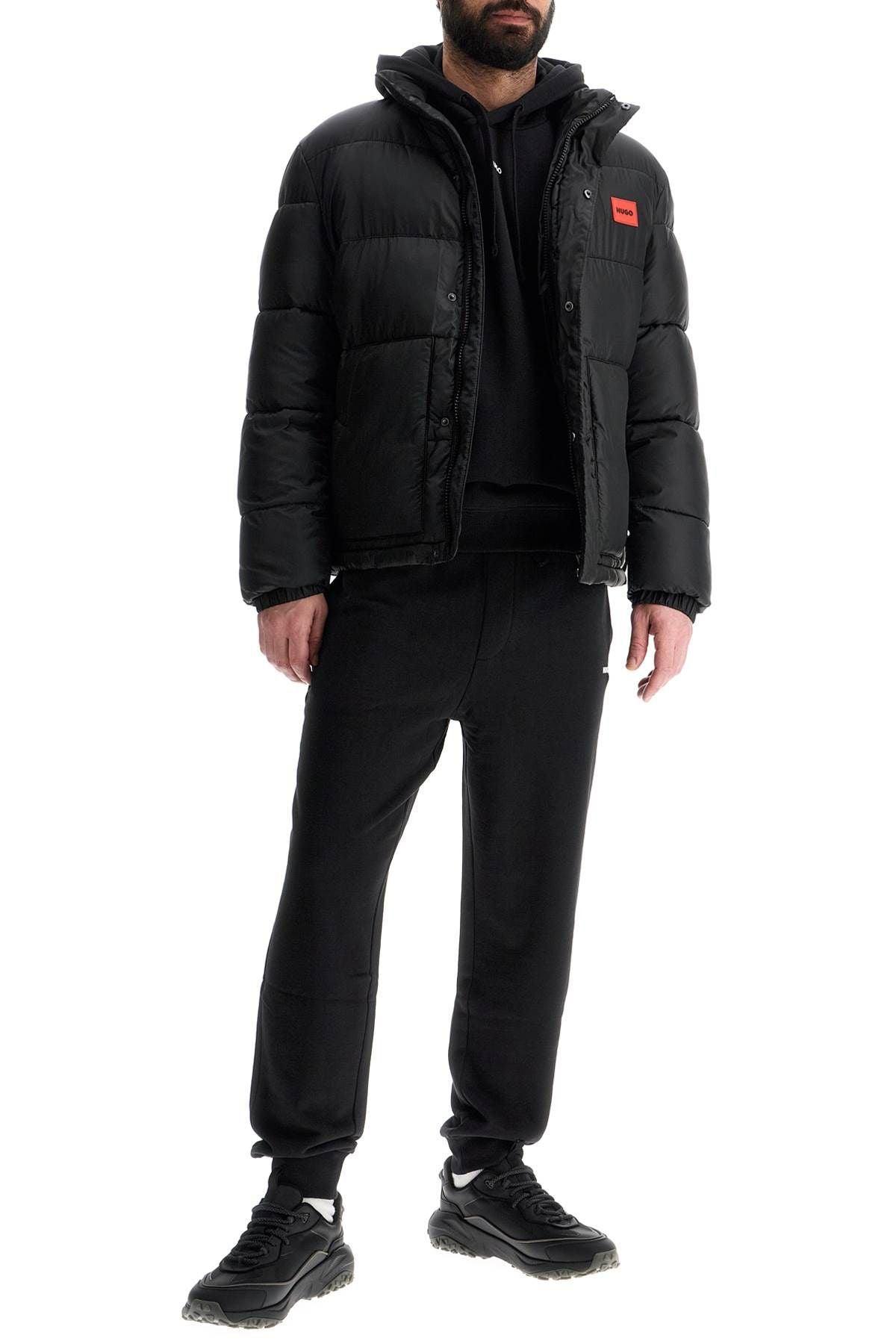 HUGO BOSS Water-repellent Puffer Jacket With Red Logo Badge In Black Product Image