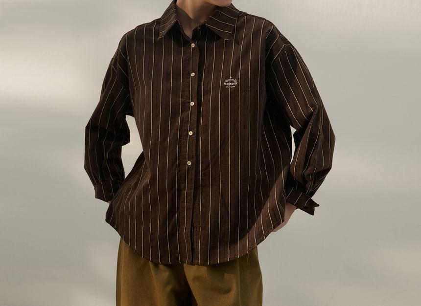 Collared Striped Button Up Shirt Product Image