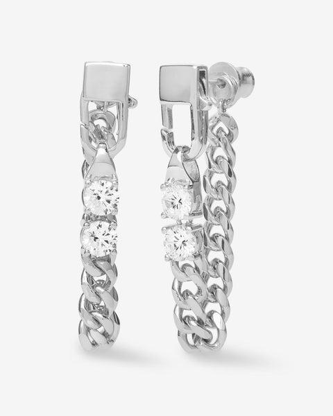 Julian Loves Diamonds Soft Chain Hoops - Gold|White Diamondettes Product Image