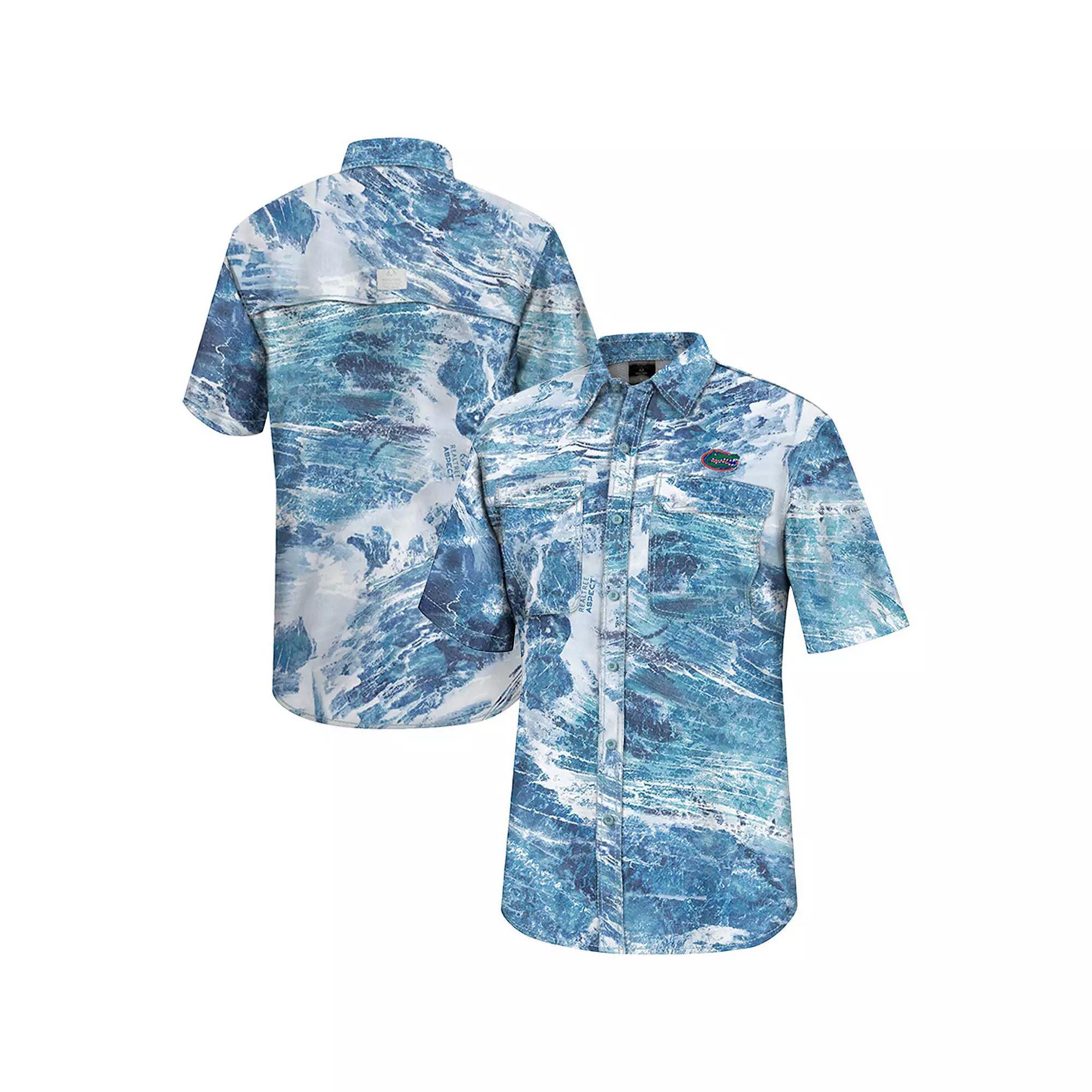 Men's Colosseum  Blue Florida Gators Realtree Aspect Charter Full-Button Fishing Shirt, Size: XL Product Image