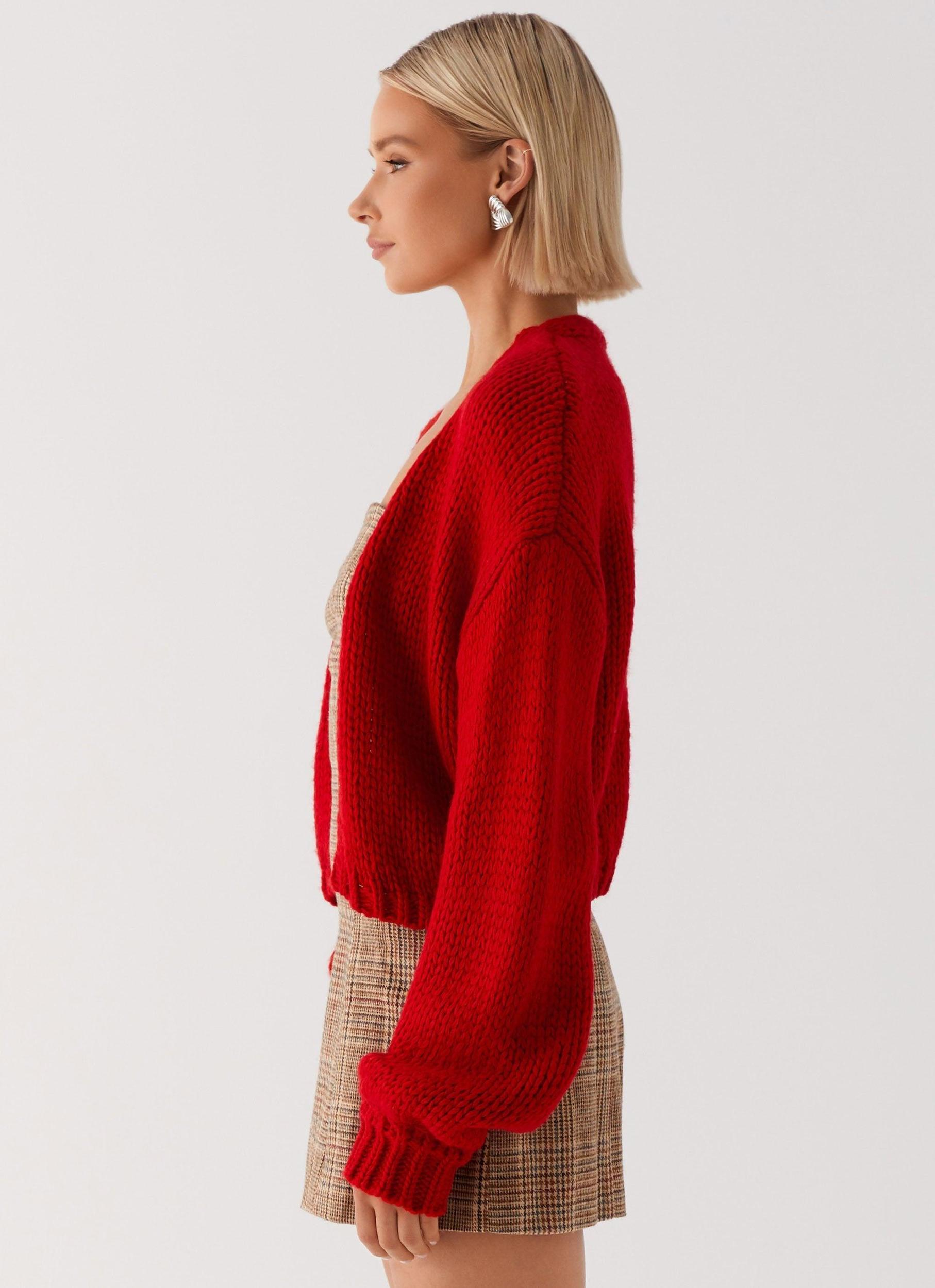 Jasleen Knit Cardigan - Red Product Image