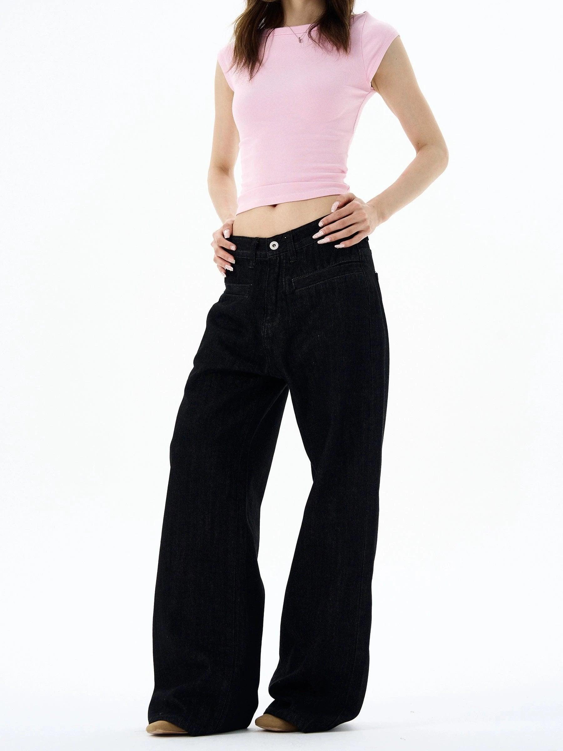 RT No. 19572 BLACK STRAIGHT JEANS Product Image
