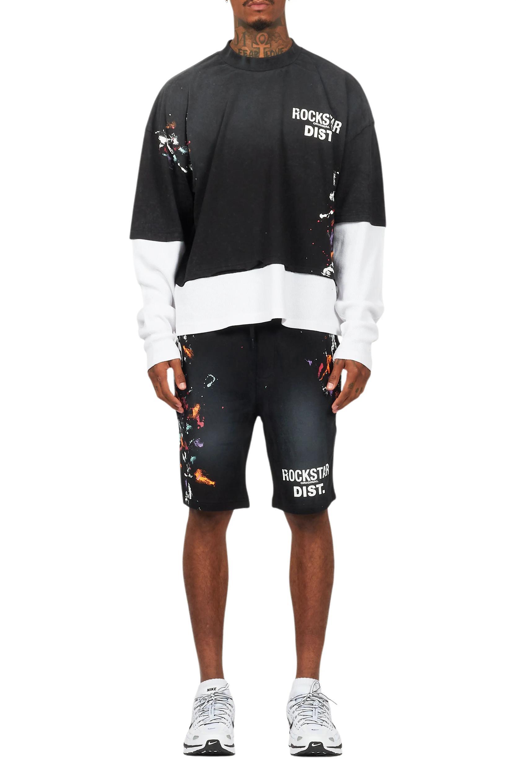 Darien Black Double Layer T-Shirt Short Set Male Product Image