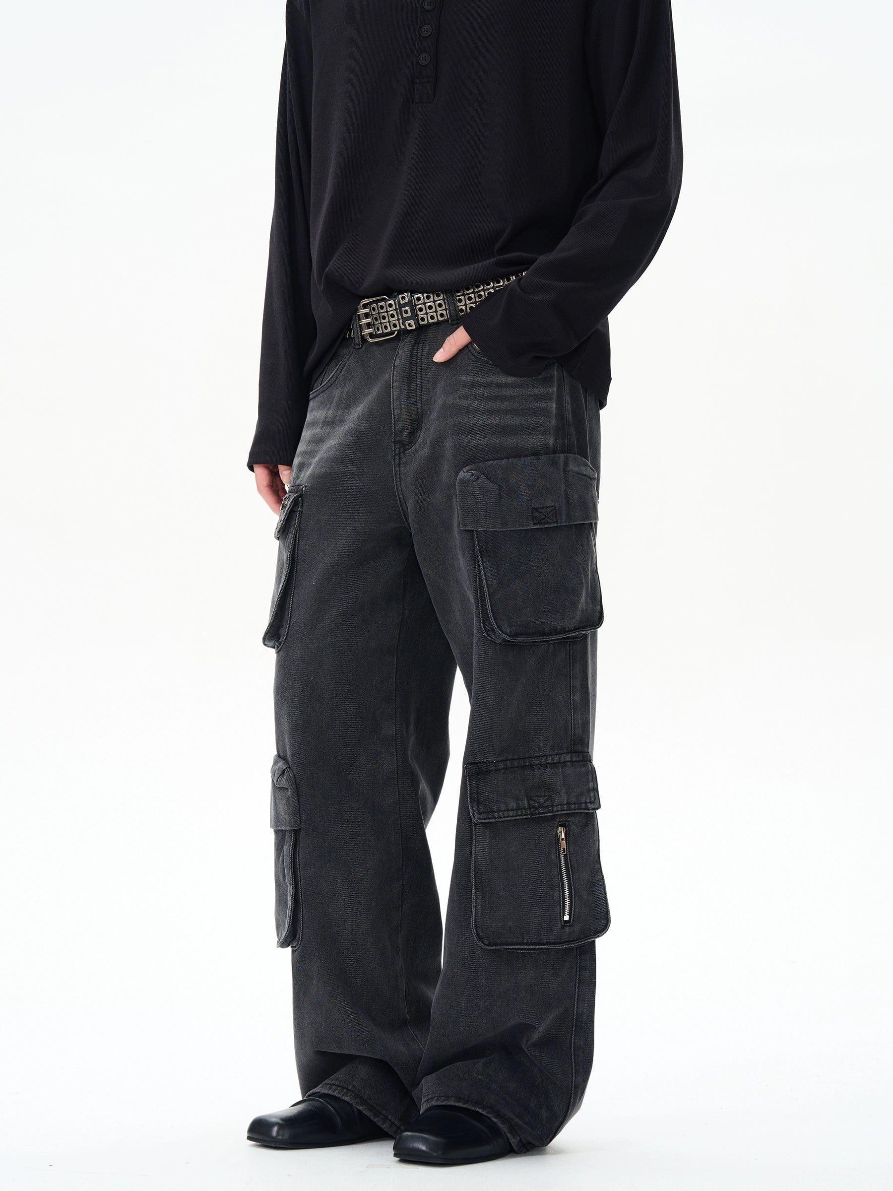 RT No. 12154 BLACK MULTI POCKET STRAIGHT JEANS Product Image