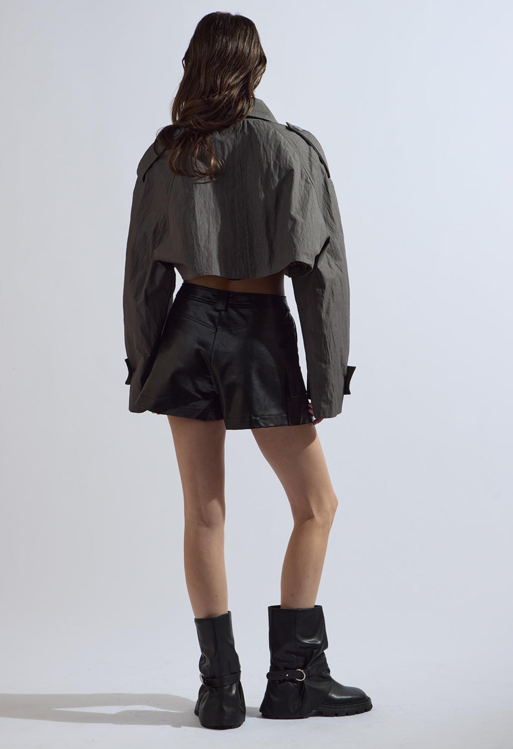 Cropped Trench Coat in Ash Product Image
