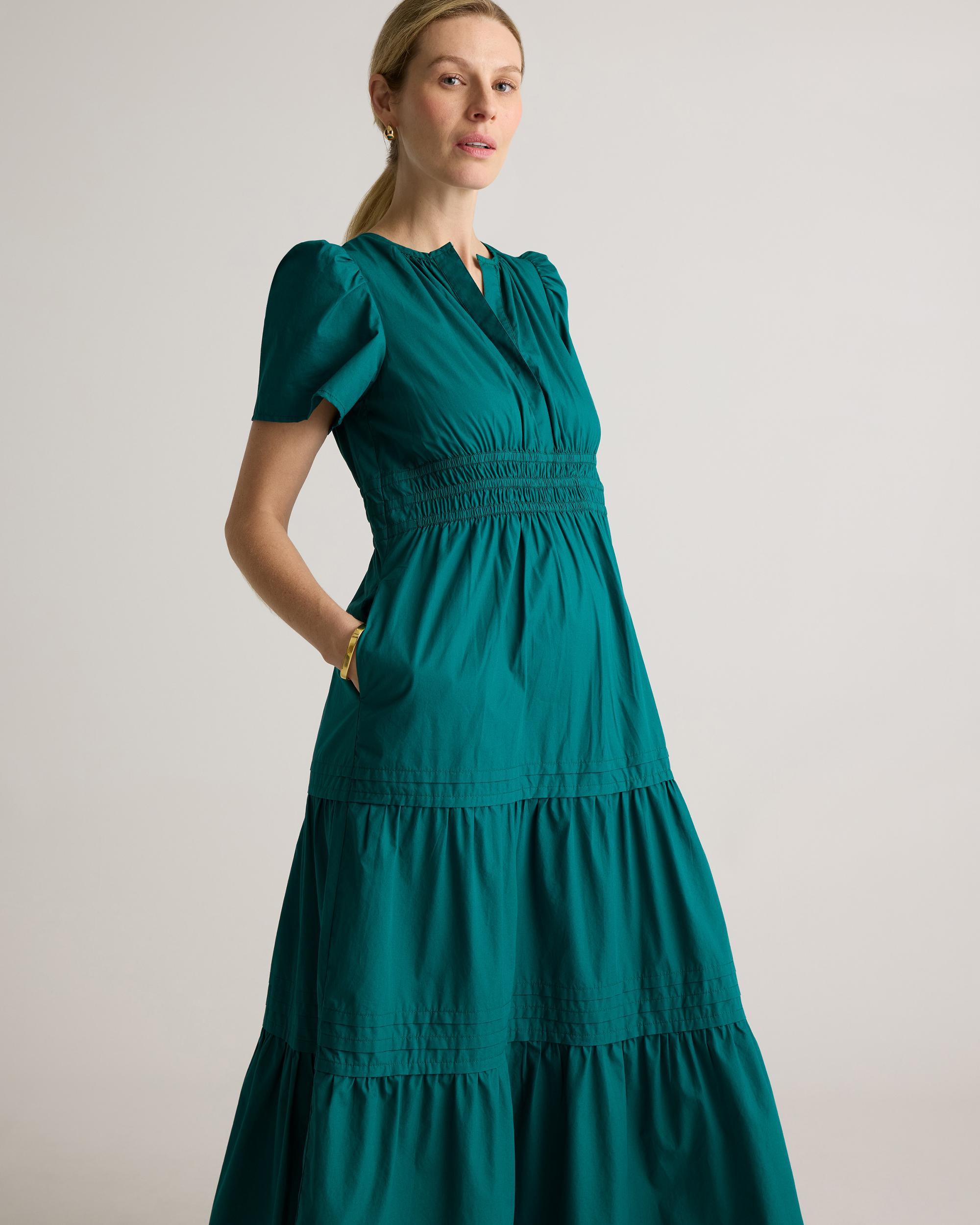 Quince | Women's Poplin Maternity Tiered Maxi Dress Size XS, Organic Cotton Product Image