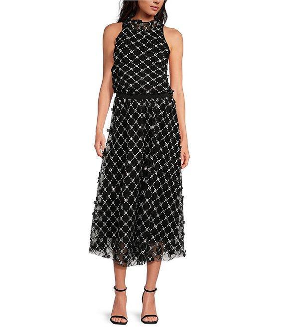Abbey Glass Eden Lace Sequin Midi A-Line Skirt Product Image