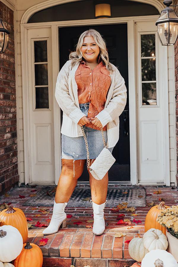 Stripes And Smiles Shift Top in Rust Curves Product Image