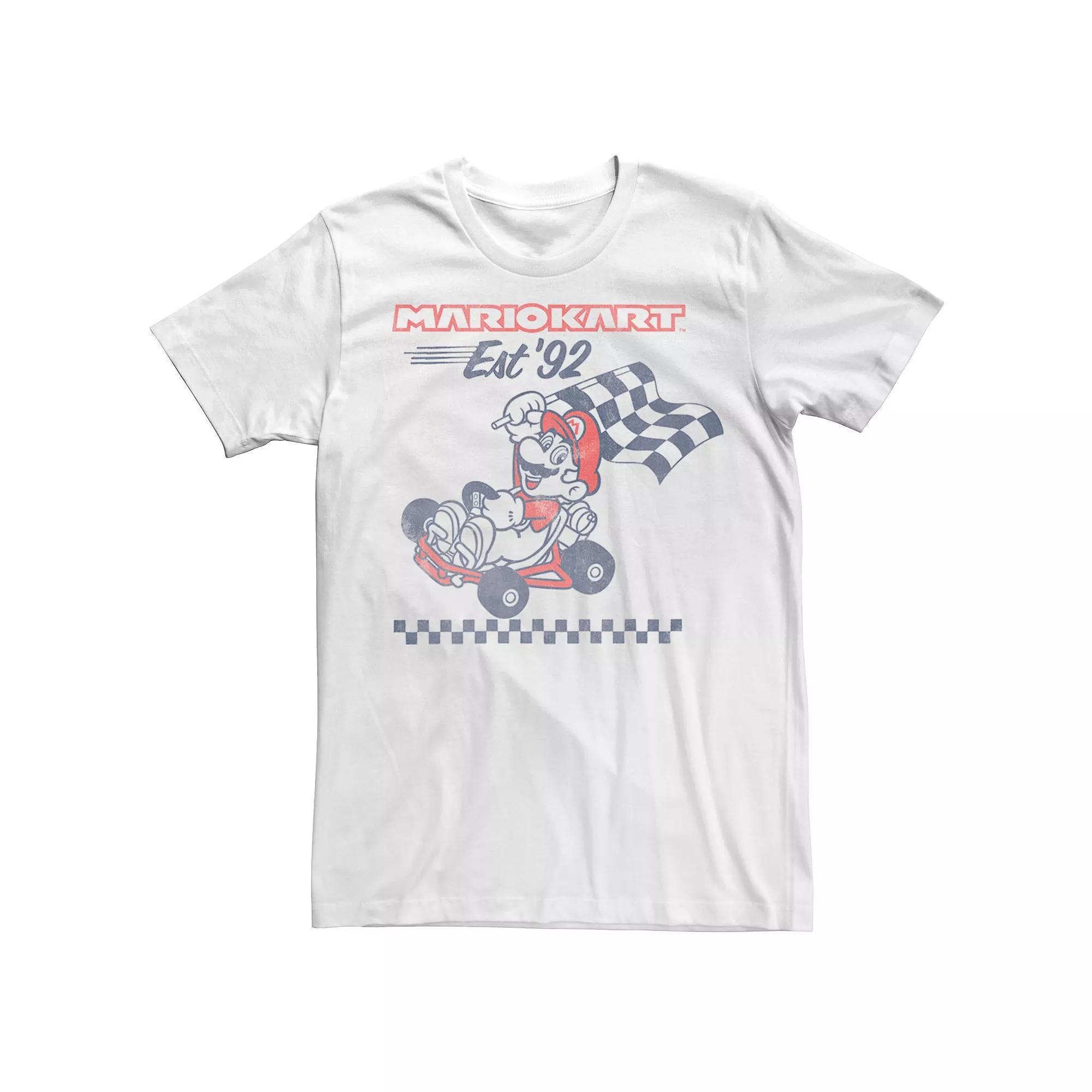 Men's Mario Kart Est. '92 Flag Tee, Size: Small, White Product Image