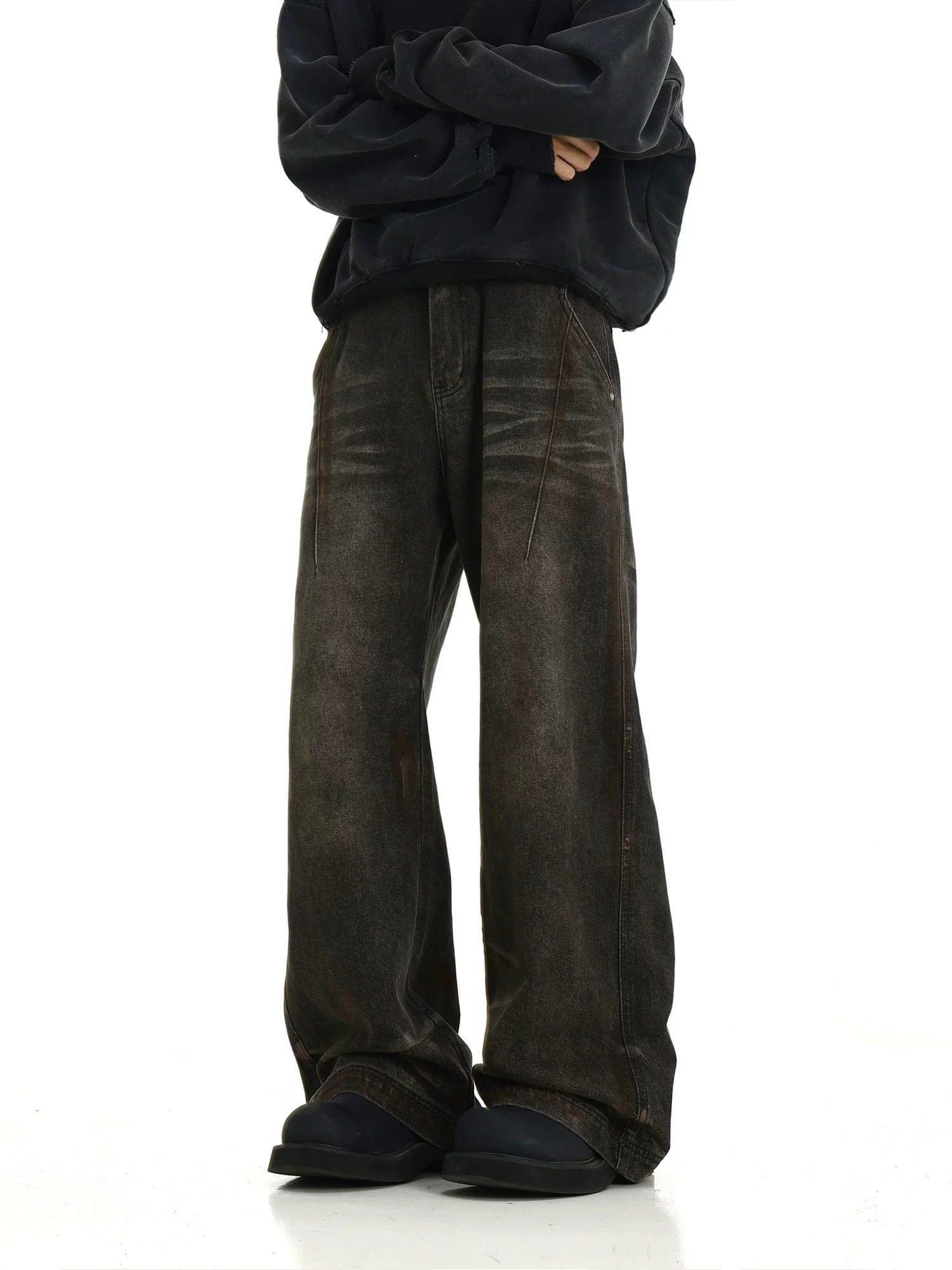 RT No. 11430 RUST BLACK STRAIGHT DENIM JEANS Product Image