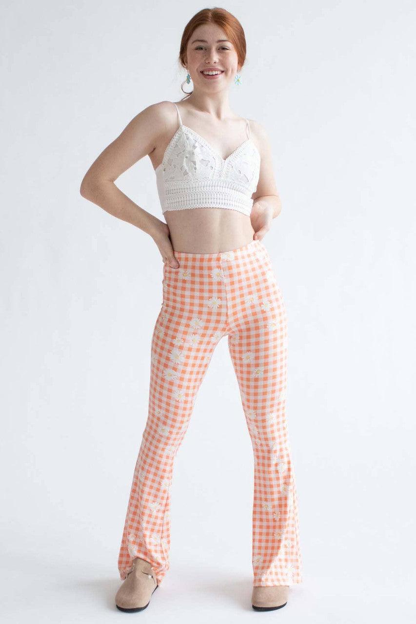 Orange Daisy Gingham Bell Bottoms Product Image