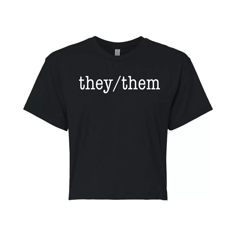 Juniors' They Them Pride Cropped Tee, Girl's, Size: Small, Black Product Image