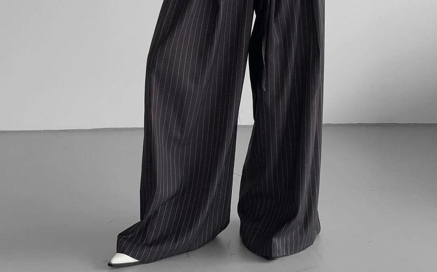 High Waist Striped Loose-Fit Wide-Fit Suit Pants Product Image
