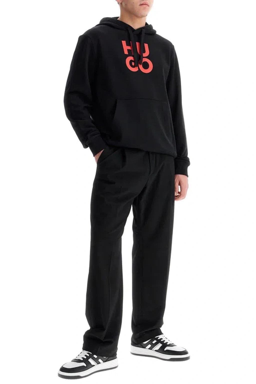 HUGO BOSS Felpa Con Cappuccio Logata In Black Product Image