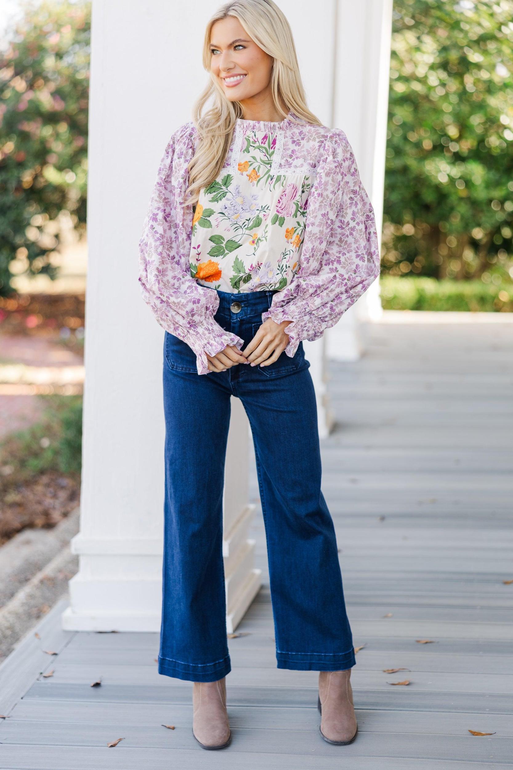 Let's Be Clear Cream Floral Blouse Female Product Image