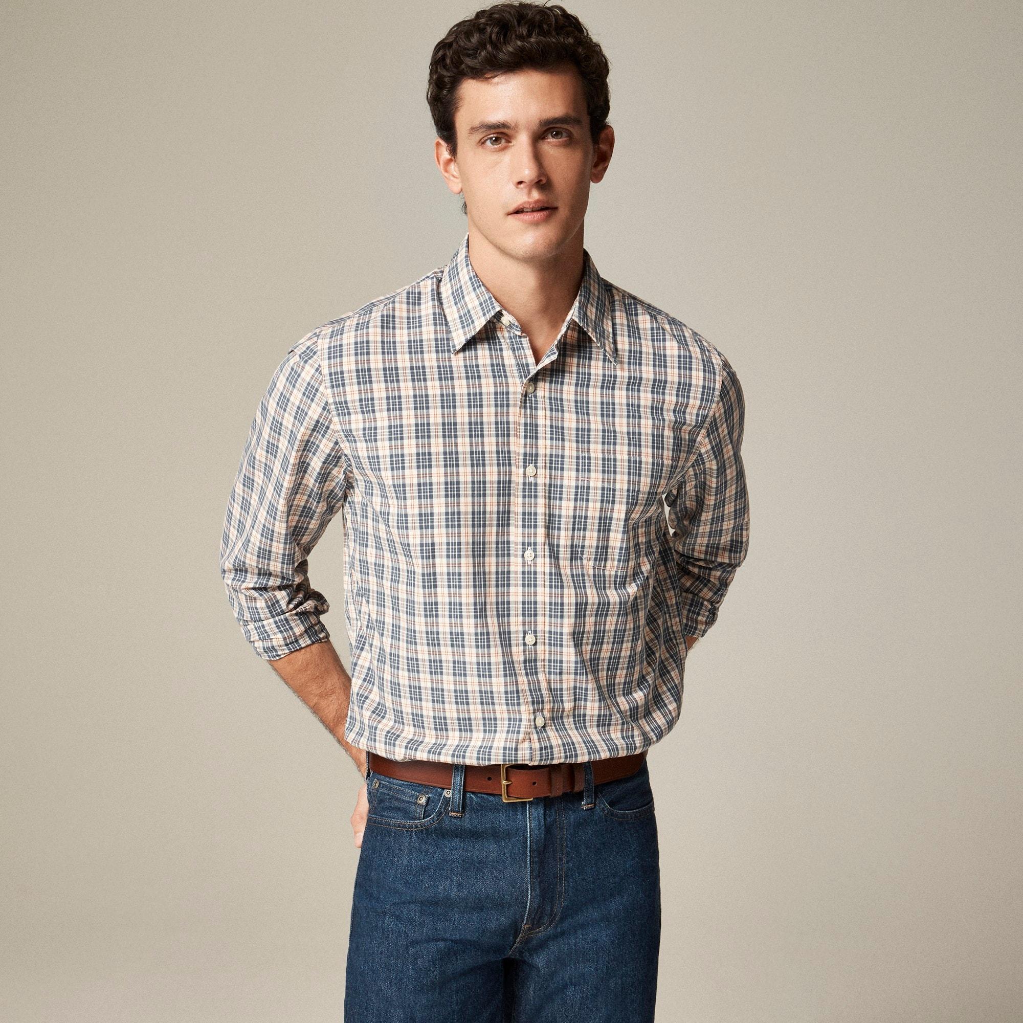 Secret Wash cotton poplin shirt with point collar Product Image