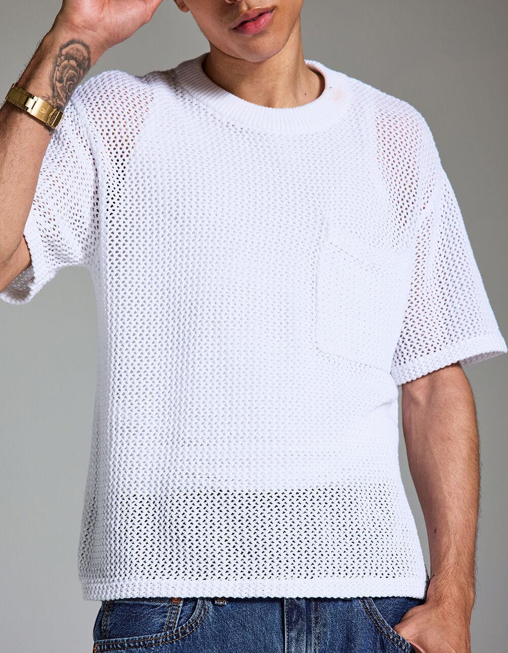 RSQ Mens Crochet Pocket Tee - WHITE Product Image