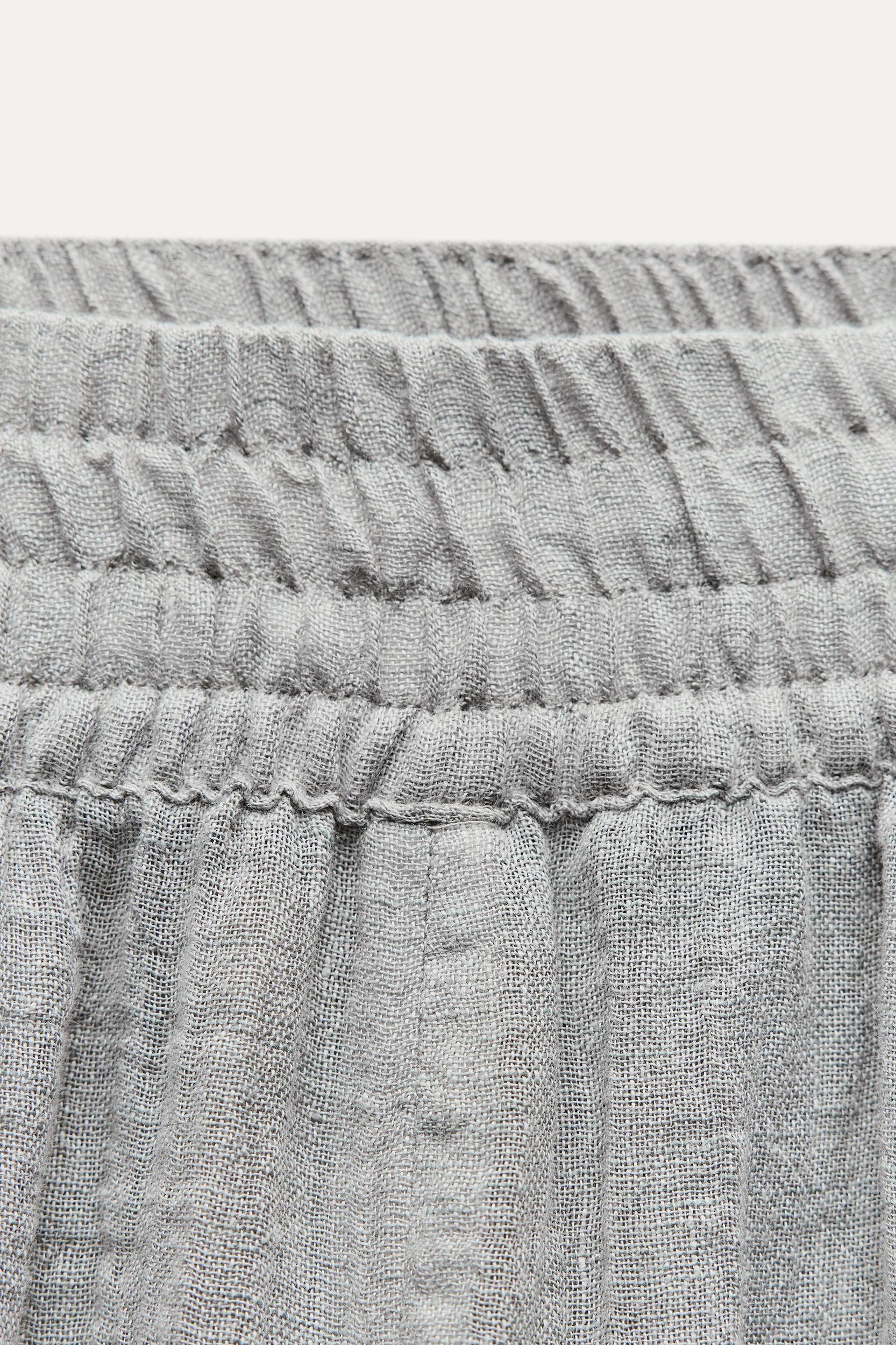 100% LINEN WIDE LEG PANTS ZW COLLECTION Product Image
