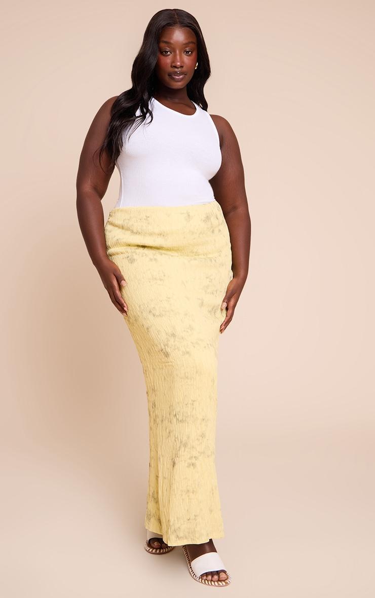 Plus Lemon Textured Printed Maxi Skirt Product Image