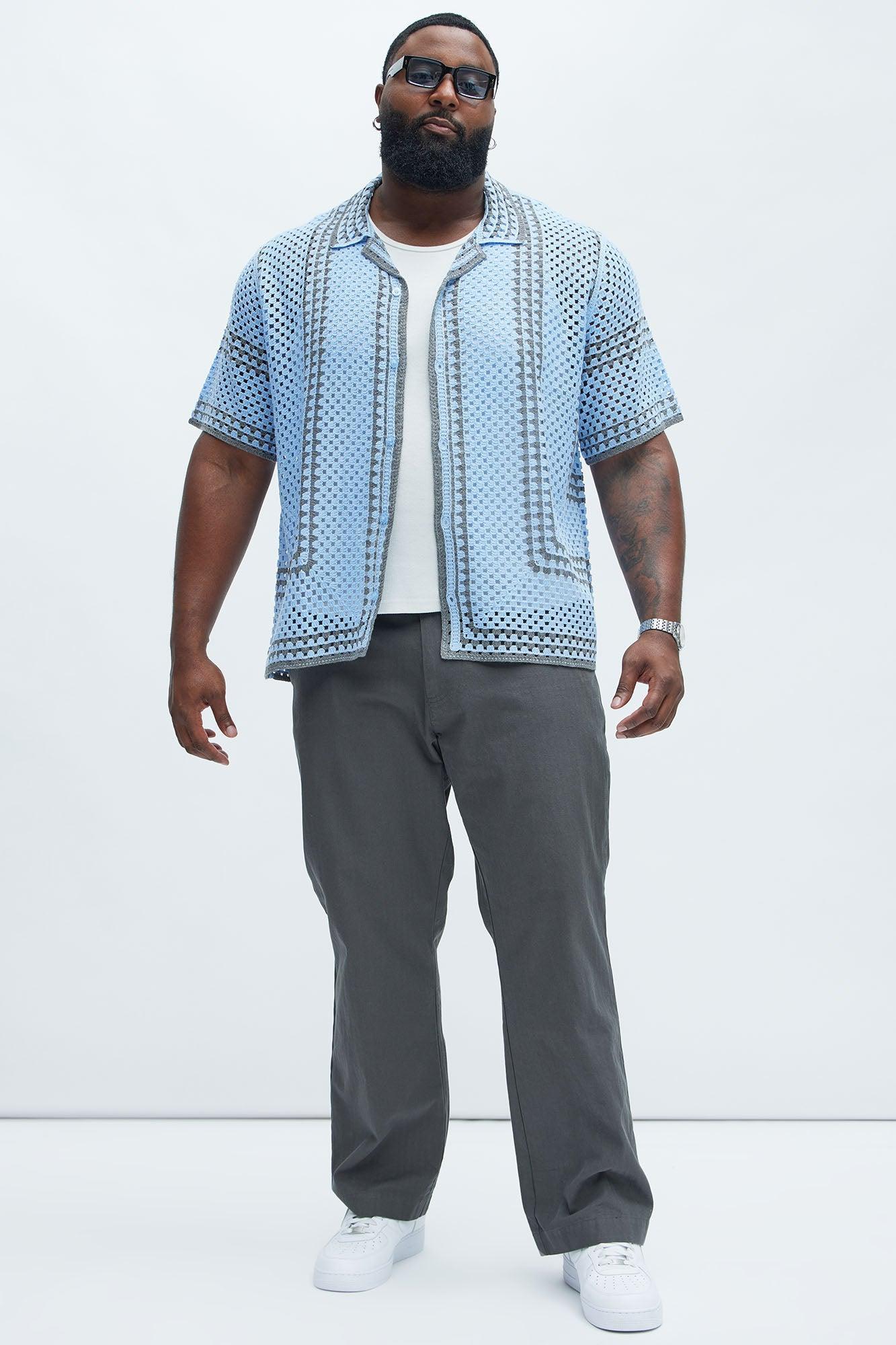 Allston Crochet Knit Shirt - Blue/combo Product Image