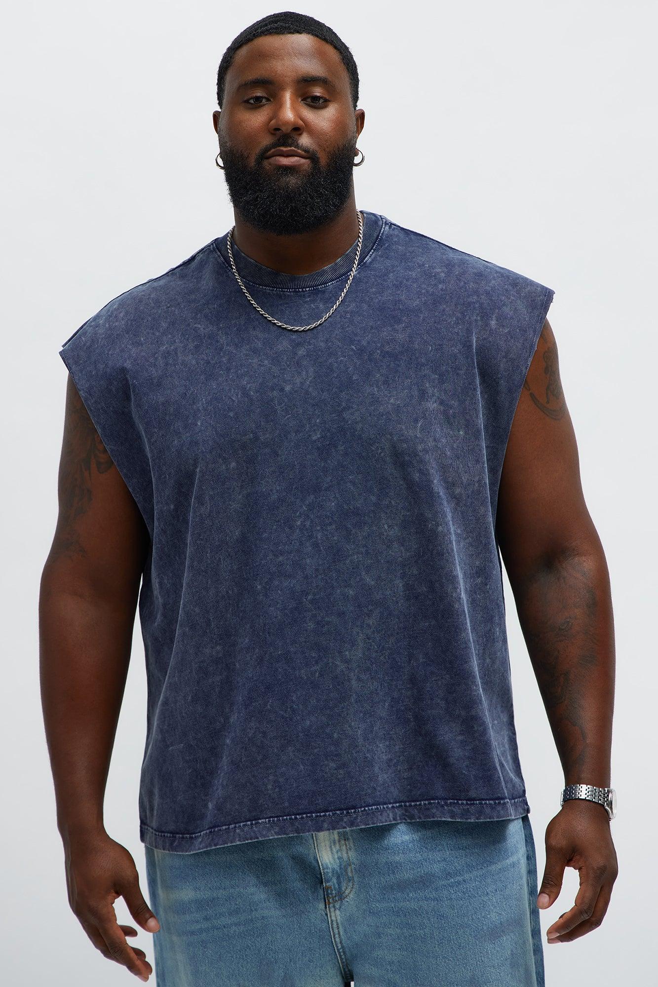 Relaxed Vintage Wash Heavyweight Muscle Tee - Navy Product Image