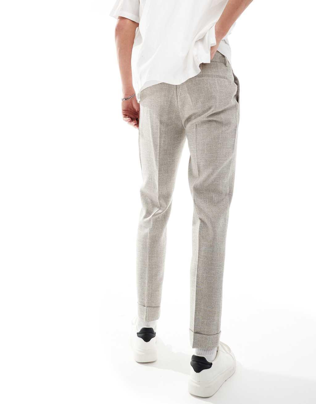 ASOS DESIGN smart tapered fit chino pants in light brown texture Product Image