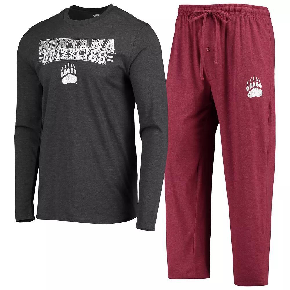 Men's Concepts Sport Maroon/Heathered Charcoal Montana Grizzlies Meter Long Sleeve T-Shirt & Pants Sleep Set, Size: Small, Mon Red Product Image