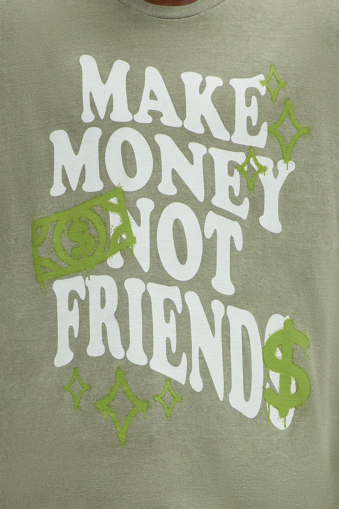 Make Money Not Friends Oversized Short Sleeve Tee - Olive Product Image