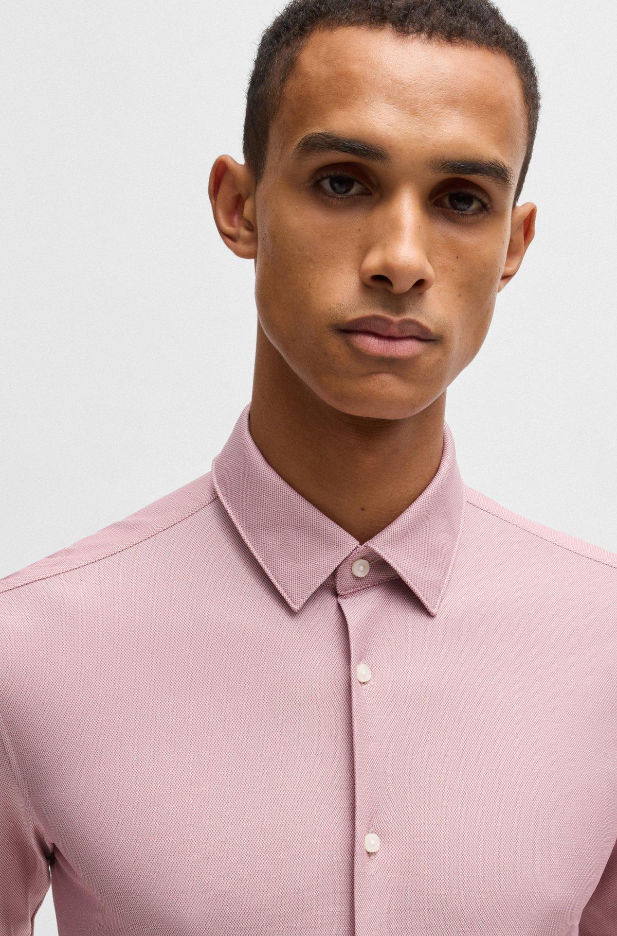 Slim-fit shirt in performance structured jersey Product Image