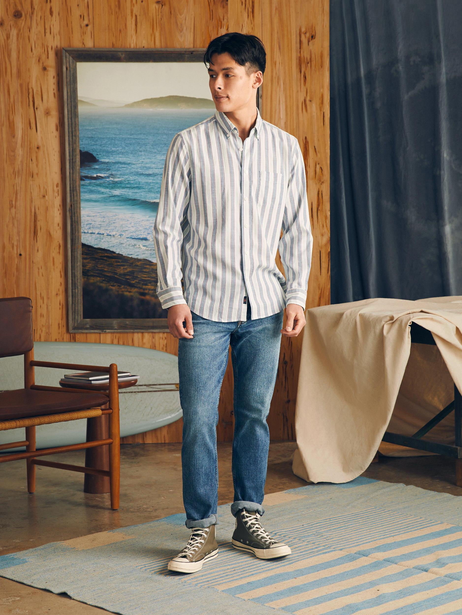 Supima Oxford Shirt - Coastal Skies Stripe Male Product Image